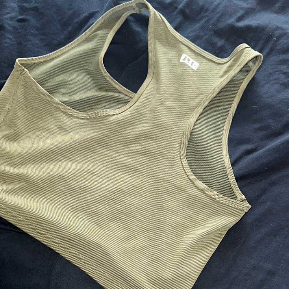 FLEO Olive Green Ribbed Tank Top - Picture 2 of 2